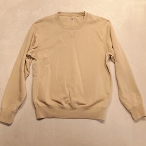 Uniqlo Mens Crew Terry Pullover Sweater Sz.Medium 39-41 Beige Tan RN#139864